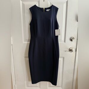 Calvin Klein Navy Blue Sheath Dress Women’s Size 10 NWT | Classic Workwear